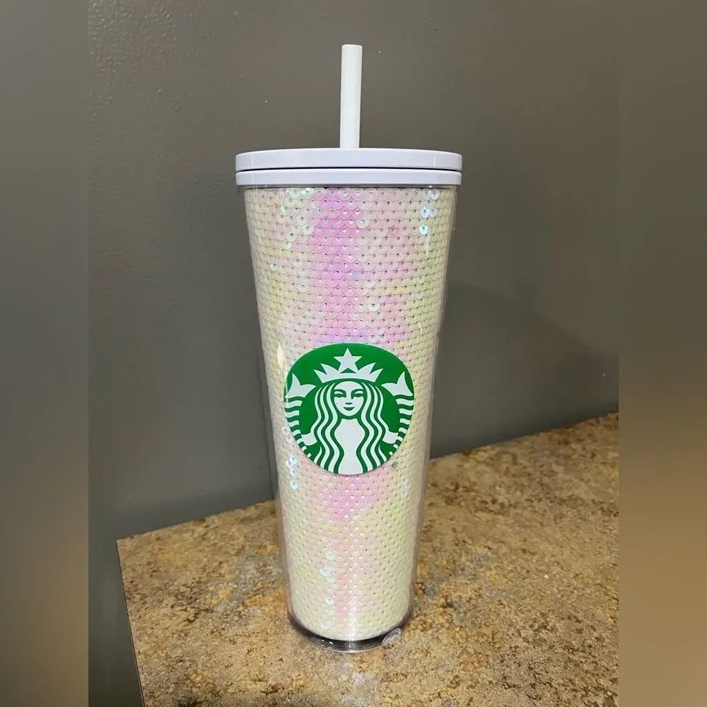 Starbucks Venti Iridescent Sequin Holiday Tumbler 24oz